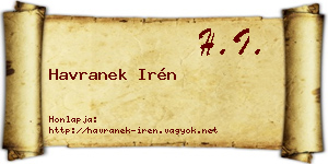 Havranek Irén névjegykártya